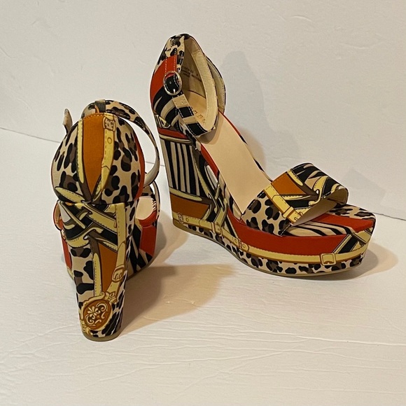 Multi Print Wedge Heel Sandals - Picture 10 of 12